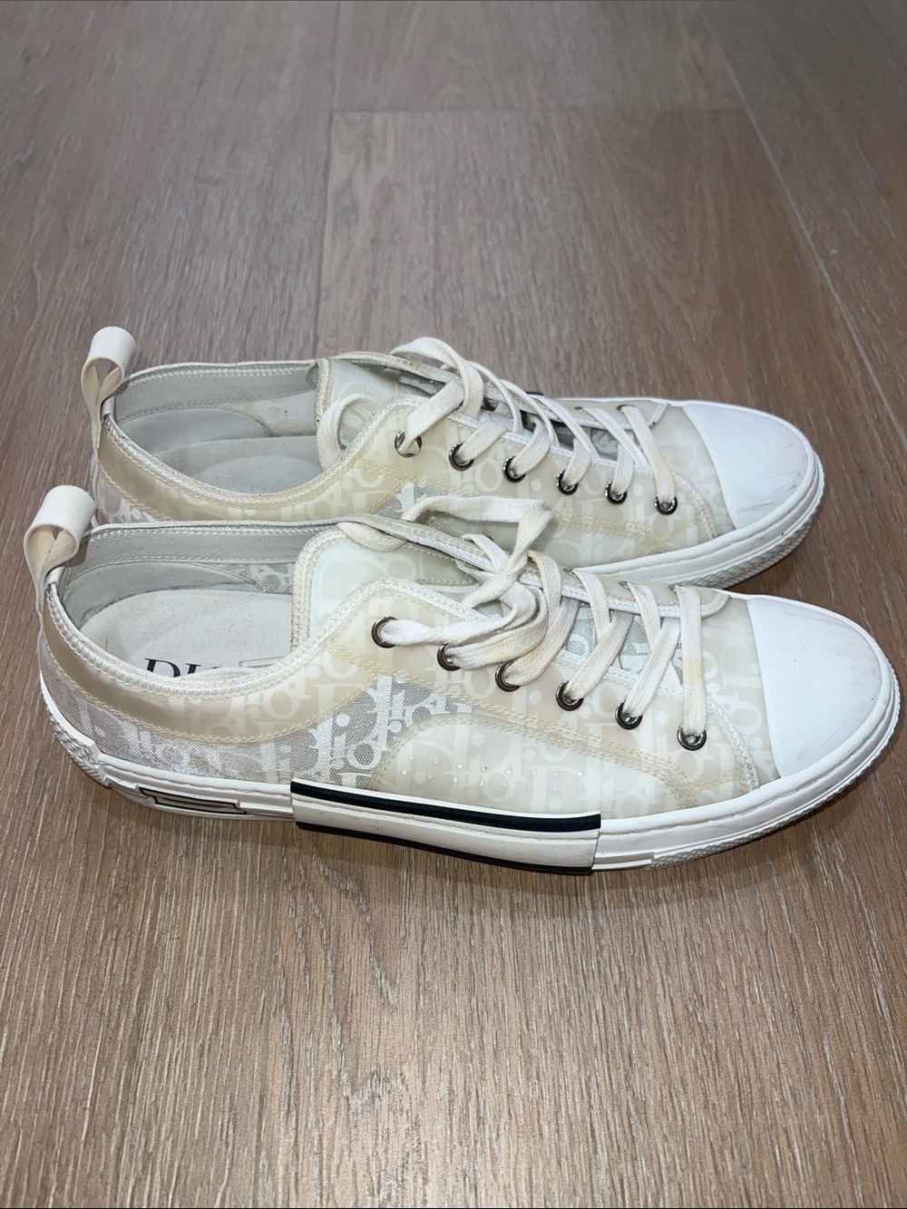 Dior Cream White Monogram Low-Top Sneakers